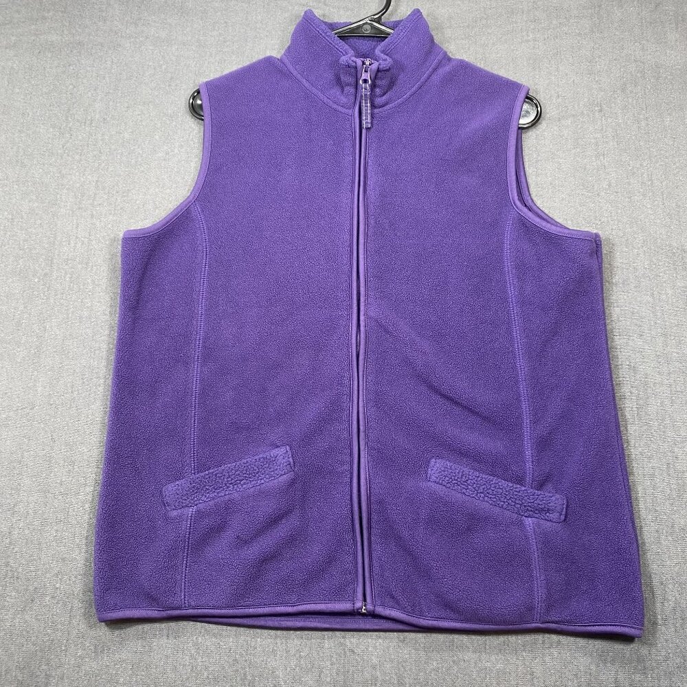 Jason Maxwell Womens Purple Fleece Vest Size Large Full Zip With Pockets
